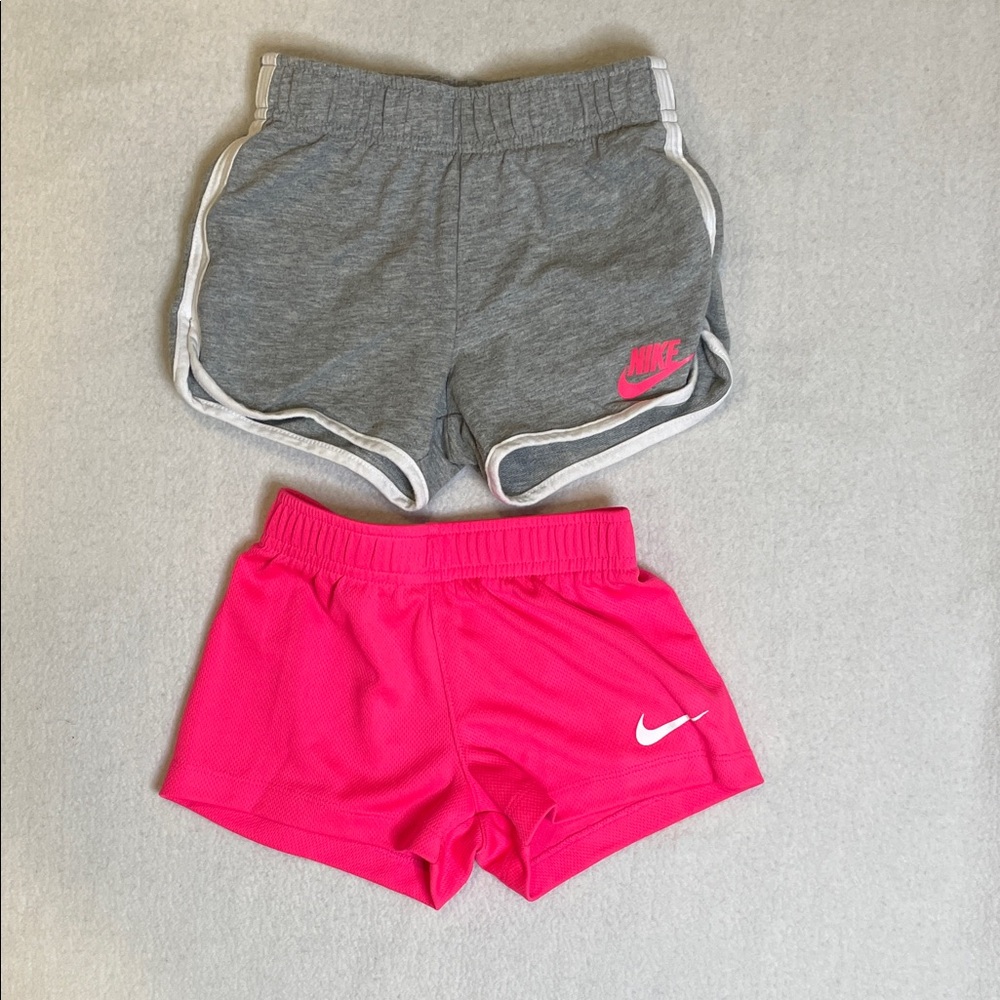 Nike Kids Gray and Pink Shorts Duo